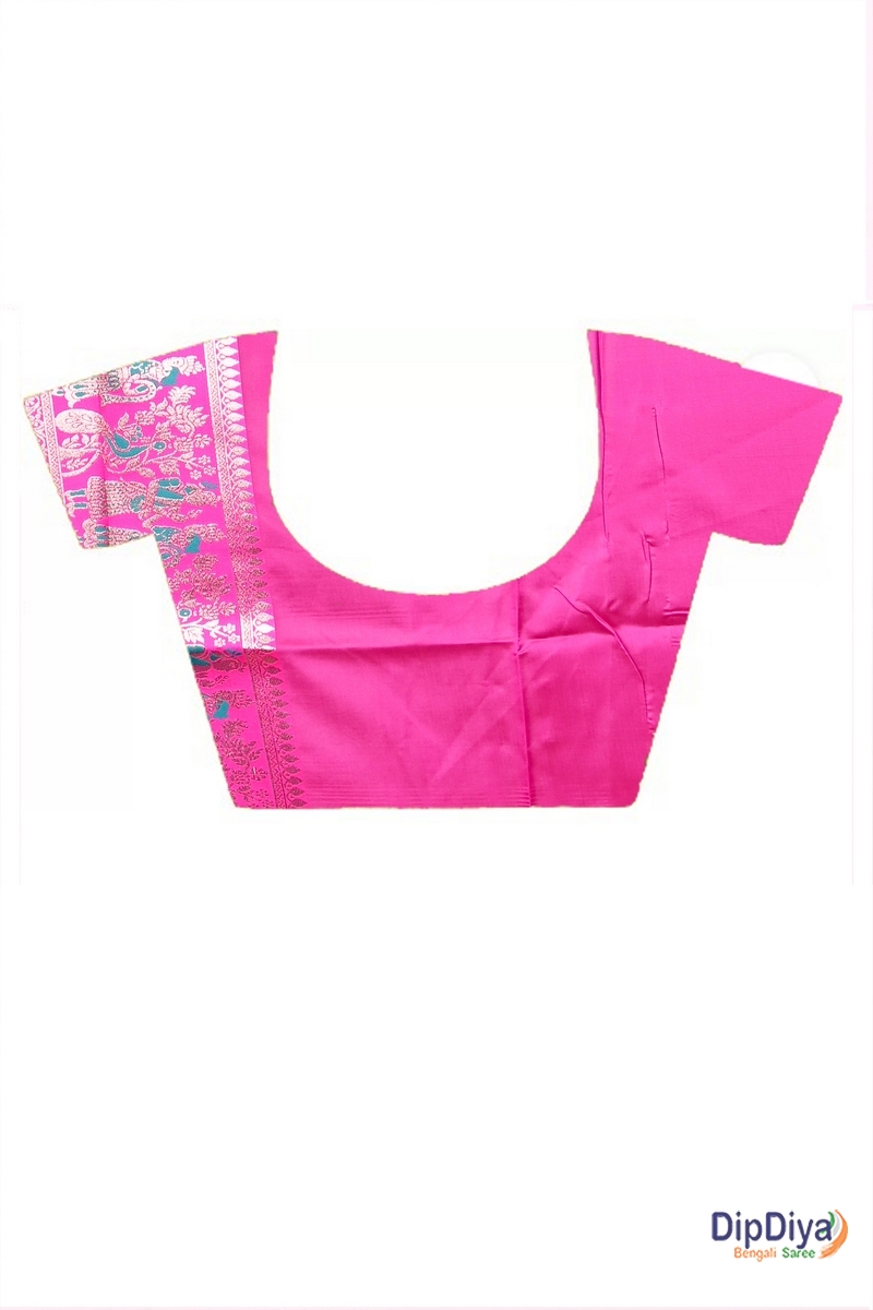 Green Pink Cotton Silk Parza Baluchari Saree (583)